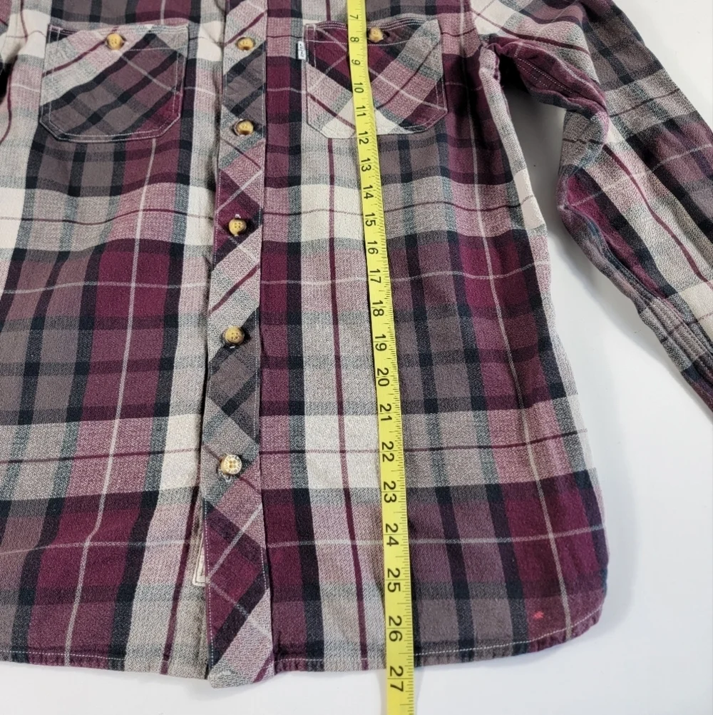 LEVIS Shirt Mens Medium Plaid Button Up Long Sleeve Multicolor front pockets